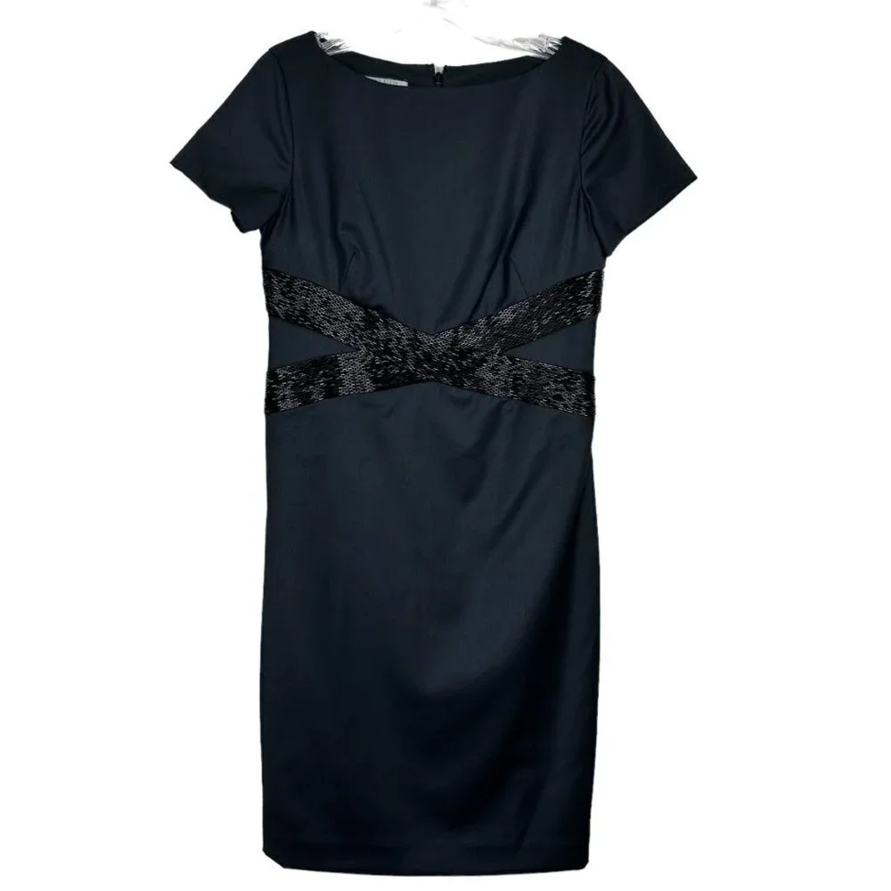 Ann Klein Black Sequioned Stretch Business‎ Dress 4